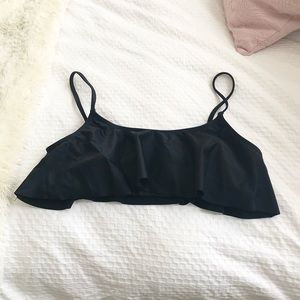 Black flowery bikini top